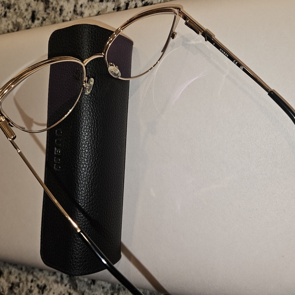 Guess Black and Gold Women's Cateye Eyeglass Frames - Picture 3 of 3